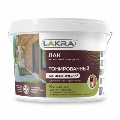 Лак тонированный акриловый с уф-фильтром махагон 0,9 кг Лакра